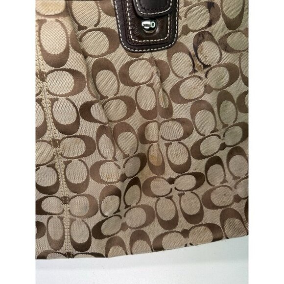 For Repair - Coach Purse Canvas Brown Large Shoulderbag H1075-F13743 - Picture 2 of 12